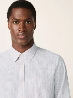 Grey Stripe Cotton Long Sleeve Shirt