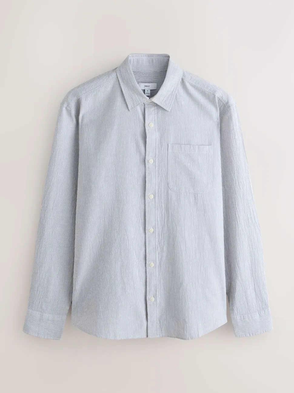 Grey Stripe Cotton Long Sleeve Shirt