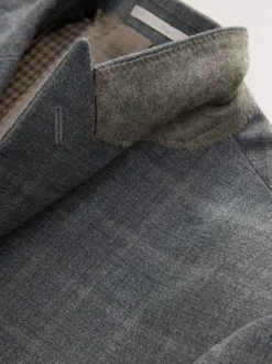 Grey Tailored Fit Check Flannel Suit Jacket