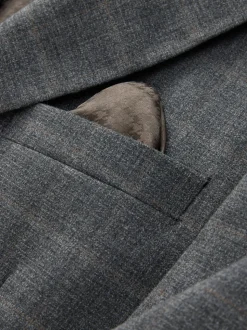 Grey Tailored Fit Check Flannel Suit Jacket