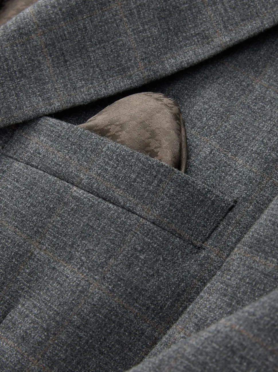 Grey Tailored Fit Check Flannel Suit Jacket