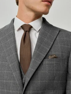 Grey Tailored Fit Check Flannel Suit Jacket