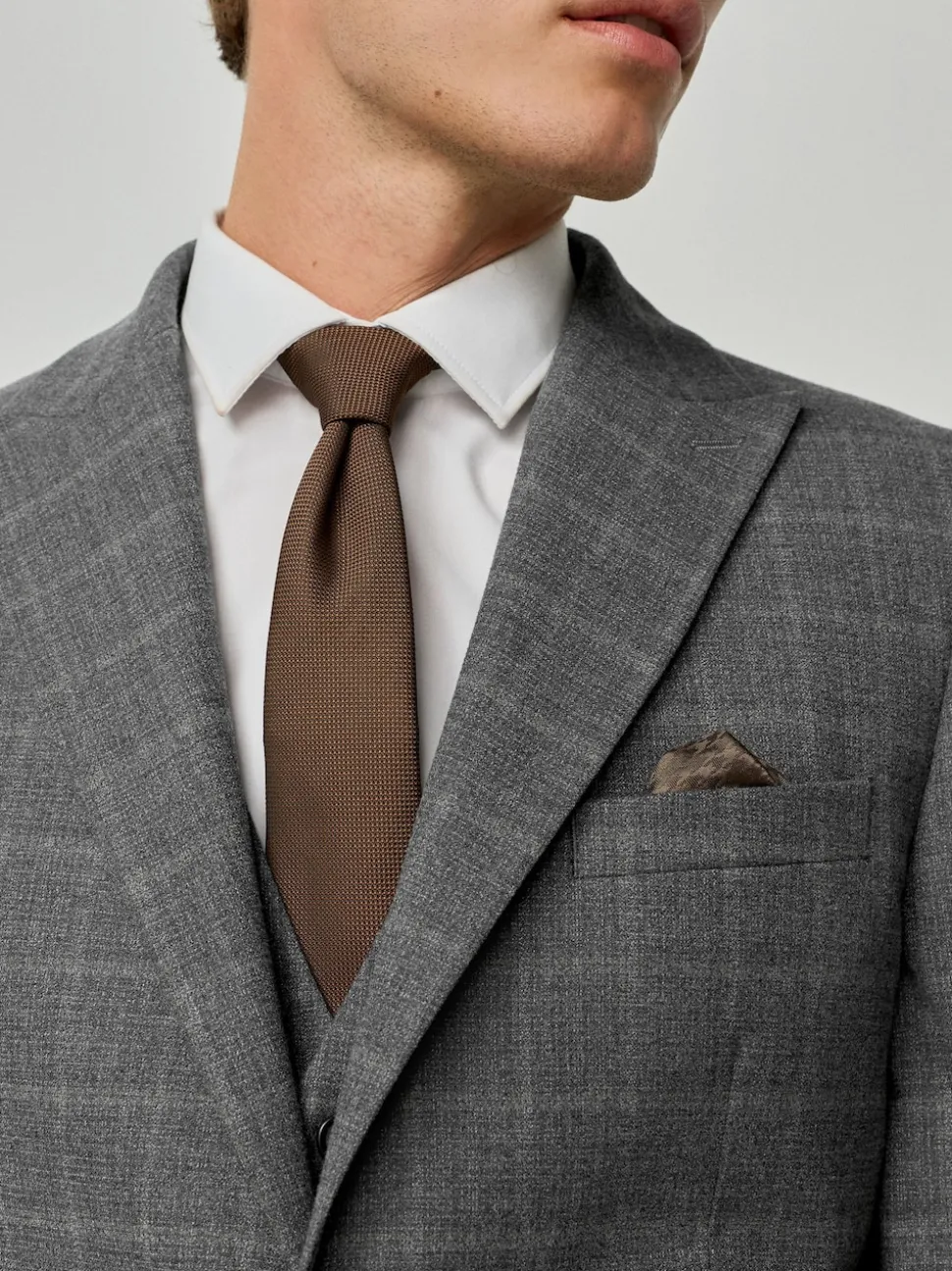 Grey Tailored Fit Check Flannel Suit Jacket