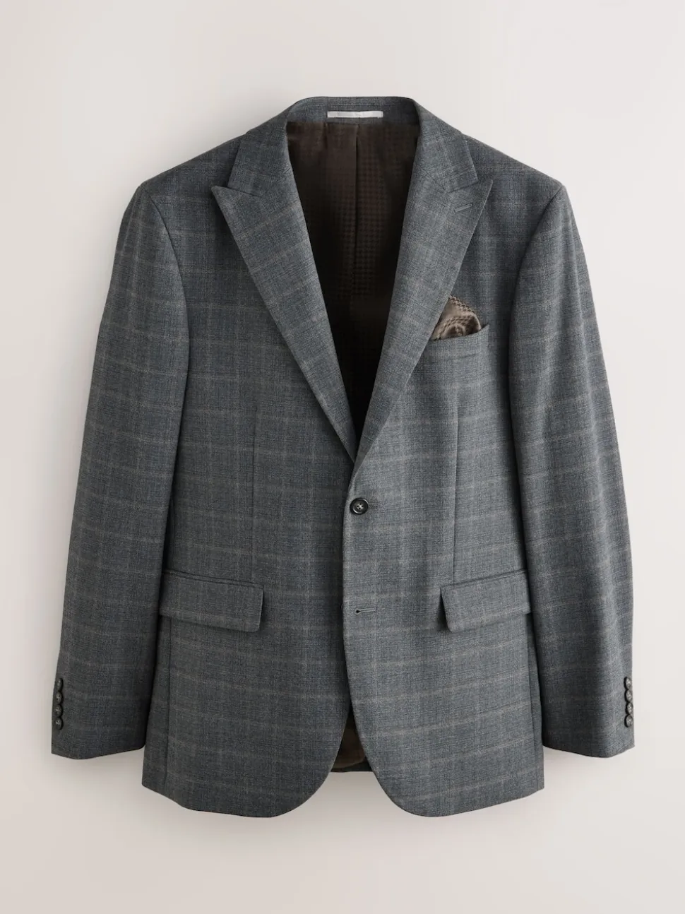 Grey Tailored Fit Check Flannel Suit Jacket