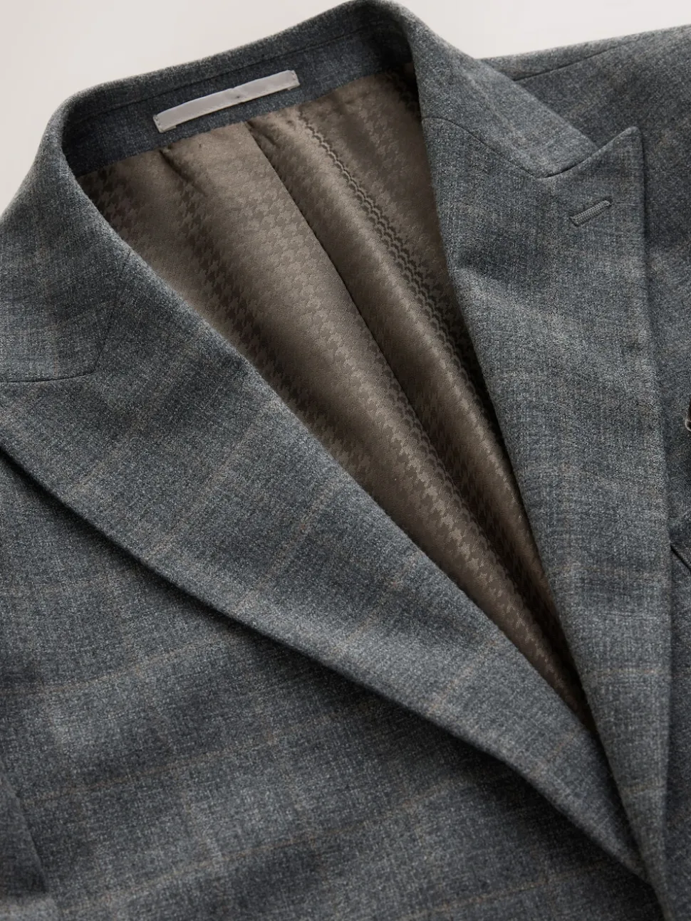 Grey Tailored Fit Check Flannel Suit Jacket