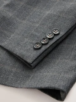 Grey Tailored Fit Check Flannel Suit Jacket