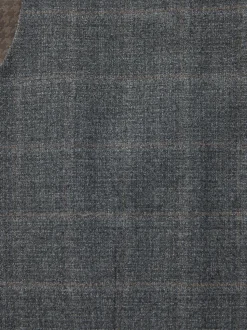 Grey Tailored Fit Check Flannel Suit Waistcoat