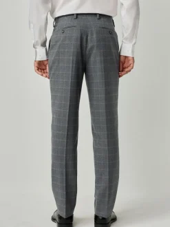 Grey Tailored Fit Check Flannel Suit Trousers