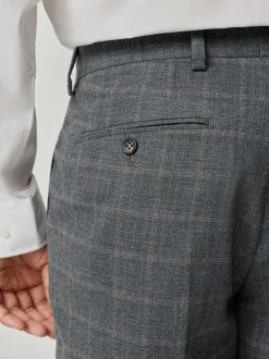 Grey Tailored Fit Check Flannel Suit Trousers