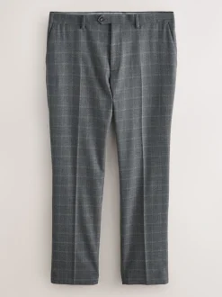 Grey Tailored Fit Check Flannel Suit Trousers