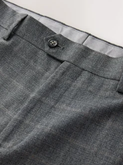 Grey Tailored Fit Check Flannel Suit Trousers