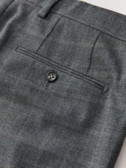 Grey Tailored Fit Check Flannel Suit Trousers