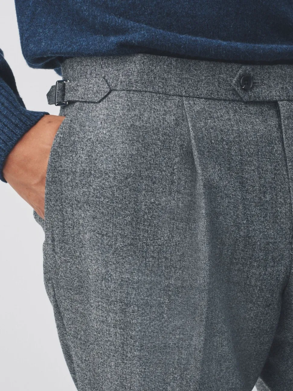 Grey Tailored Fit Merino Wool Blend Suit Trousers