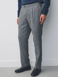 Grey Tailored Fit Merino Wool Blend Suit Trousers