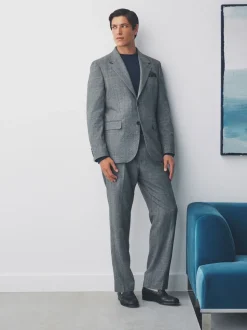 Grey Tailored Fit Merino Wool Blend Suit Trousers