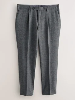 Grey Tailored Fit Merino Wool Blend Suit Trousers
