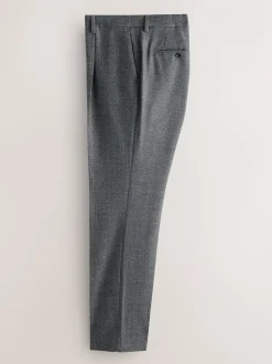 Grey Tailored Fit Merino Wool Blend Suit Trousers