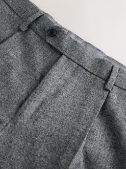 Grey Tailored Fit Merino Wool Blend Suit Trousers