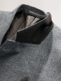 Grey Tailored Fit Merino Wool Blend Suit Jacket