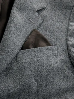 Grey Tailored Fit Merino Wool Blend Suit Jacket