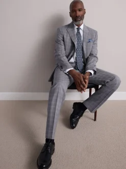 Grey Tailored Fit Signature Zignone Italian Check Suit Jacke