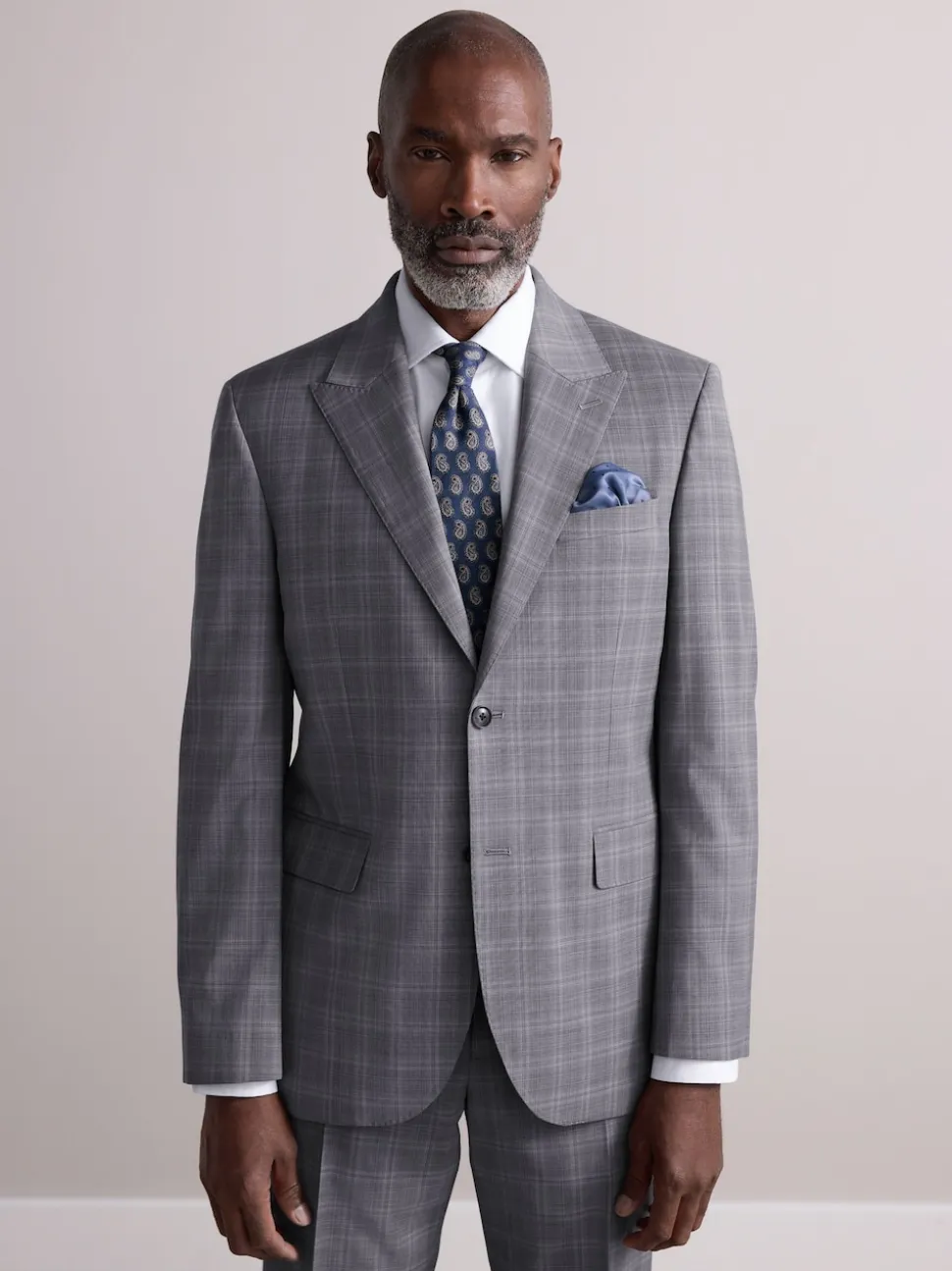 Grey Tailored Fit Signature Zignone Italian Check Suit Jacke