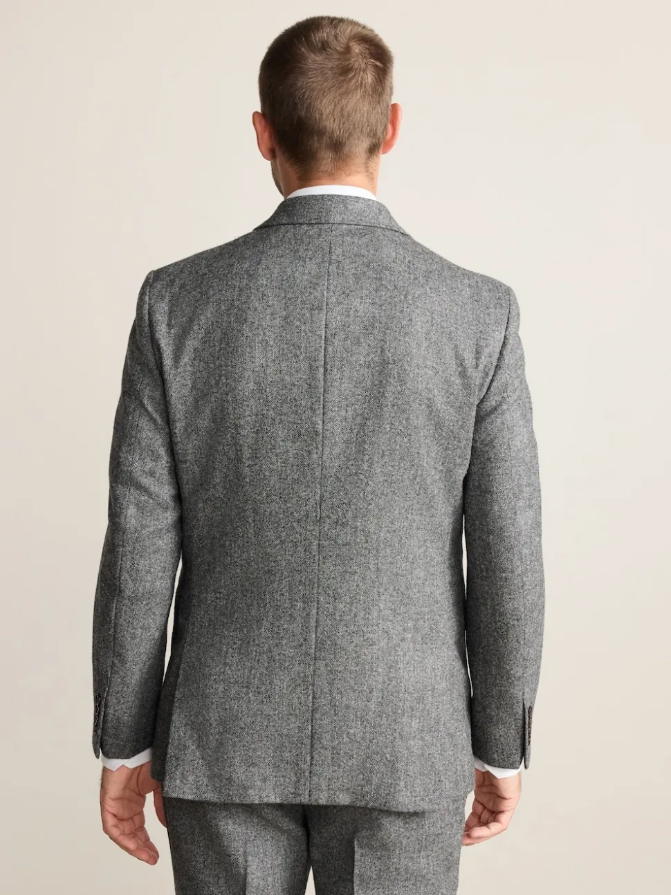 Grey Tailored Fit Signature Abraham Moon 100% British Wool Donegal Suit Jacket