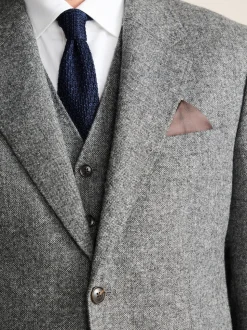Grey Tailored Fit Signature Abraham Moon 100% British Wool Donegal Suit Jacket