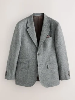 Grey Tailored Fit Signature Abraham Moon 100% British Wool Donegal Suit Jacket