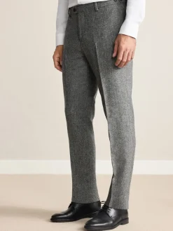 Grey Tailored Fit Signature Abraham Moon 100% British Wool Donegal Suit Trousers