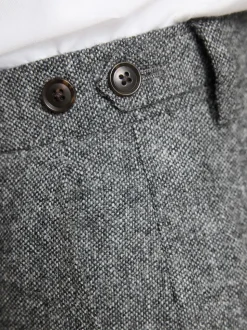Grey Tailored Fit Signature Abraham Moon 100% British Wool Donegal Suit Trousers