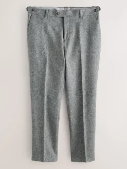 Grey Tailored Fit Signature Abraham Moon 100% British Wool Donegal Suit Trousers