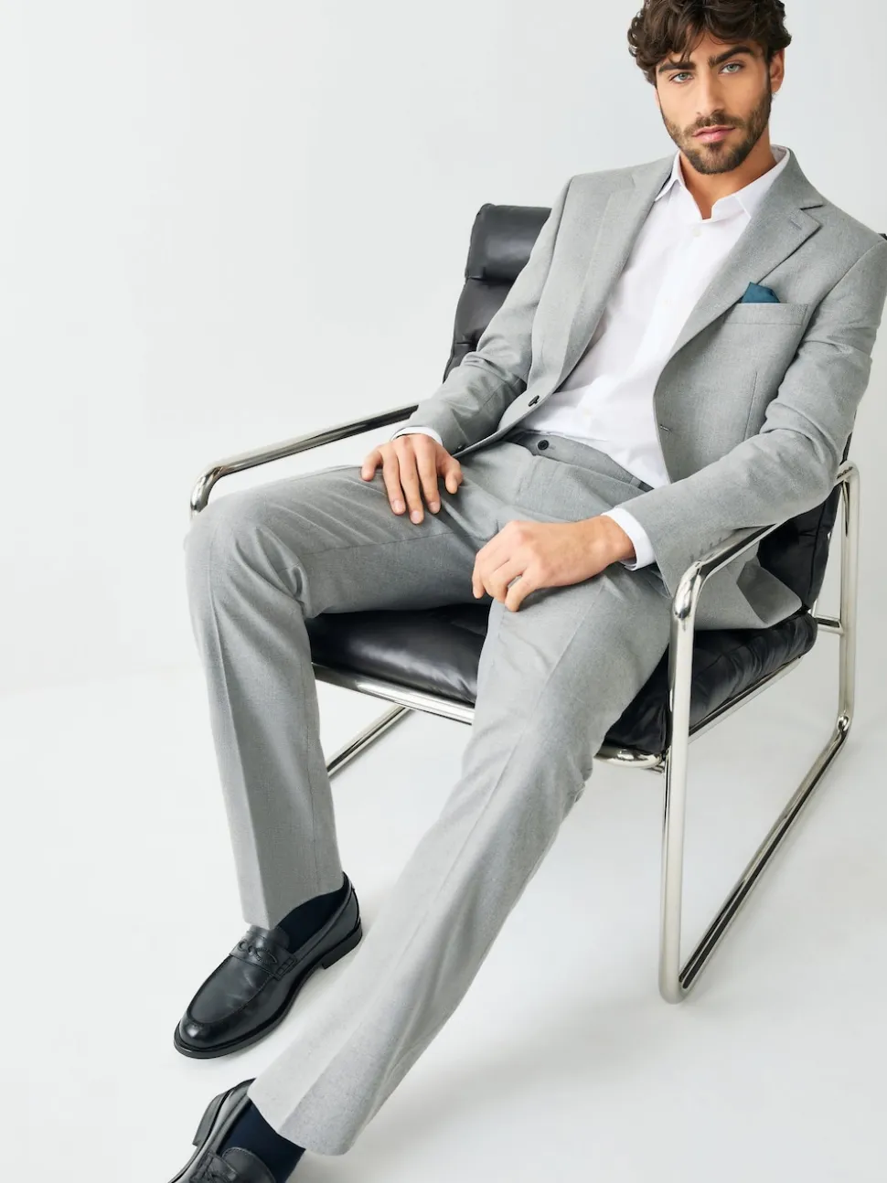 Grey Tailored Fit Textured Suit Jacket