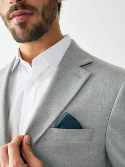Grey Tailored Fit Textured Suit Jacket