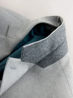 Grey Tailored Fit Textured Suit Jacket