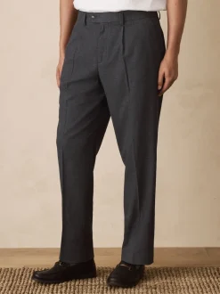 Grey Texture Straight Fit Smart Textured Trousers