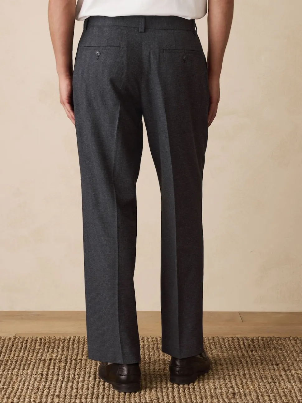 Grey Texture Straight Fit Smart Textured Trousers