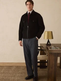 Grey Texture Straight Fit Smart Textured Trousers