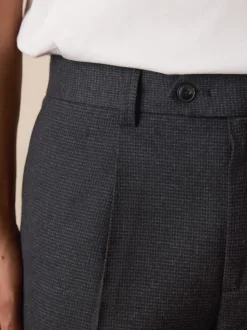 Grey Texture Straight Fit Smart Textured Trousers