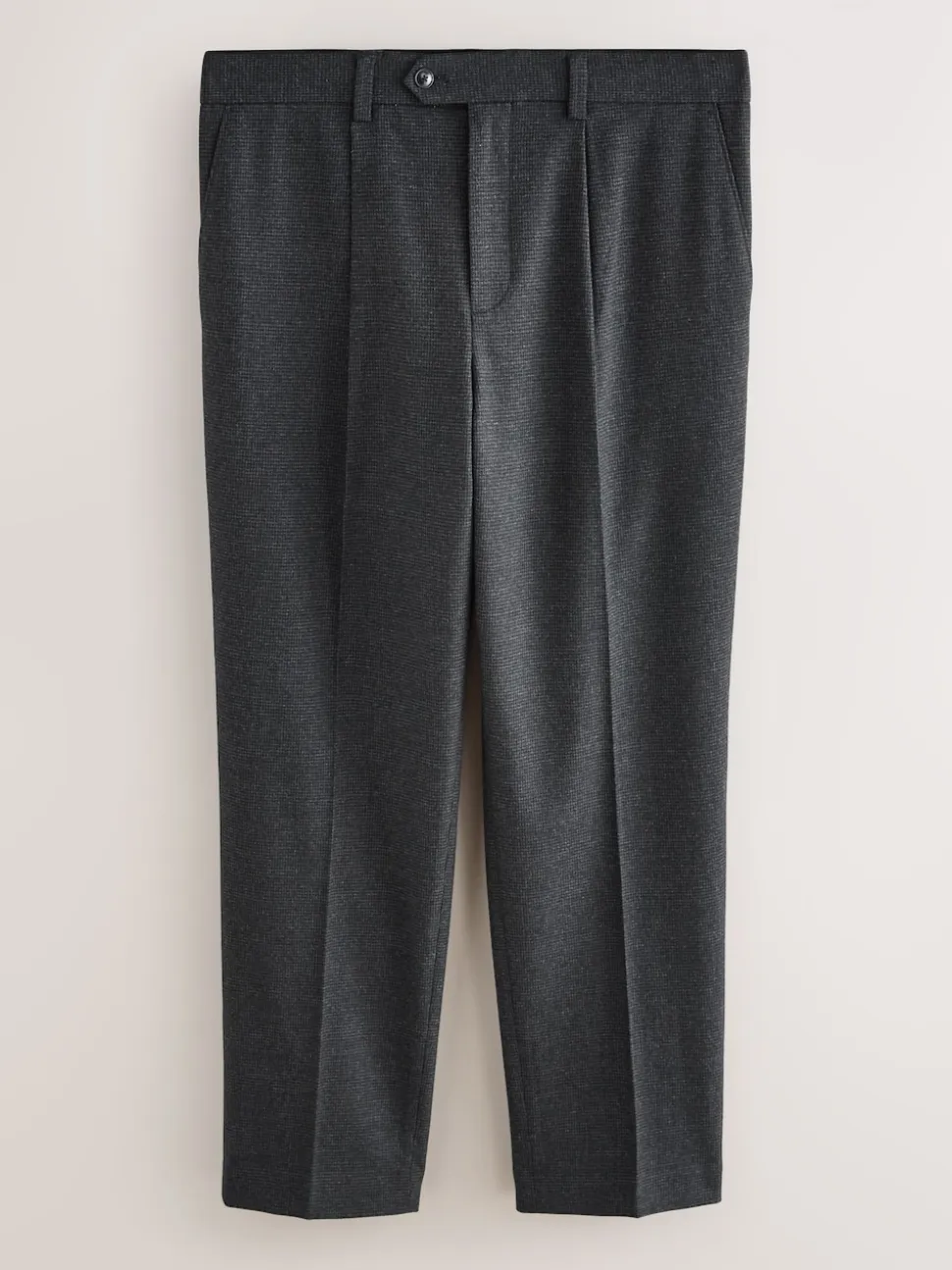 Grey Texture Straight Fit Smart Textured Trousers