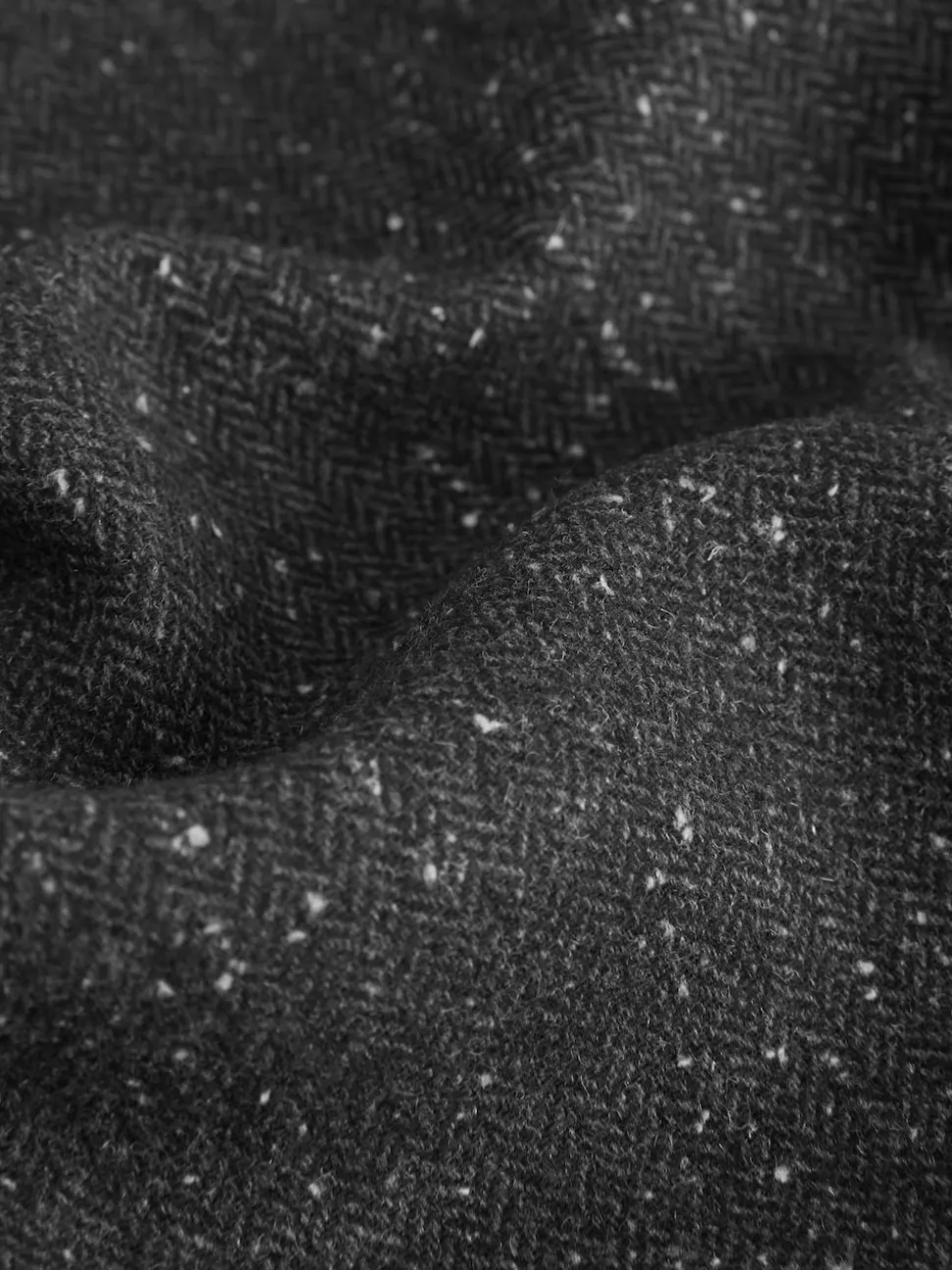 Grey Textured Herringbone Jacket With Wool