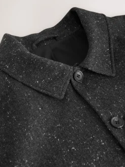 Grey Textured Herringbone Jacket With Wool