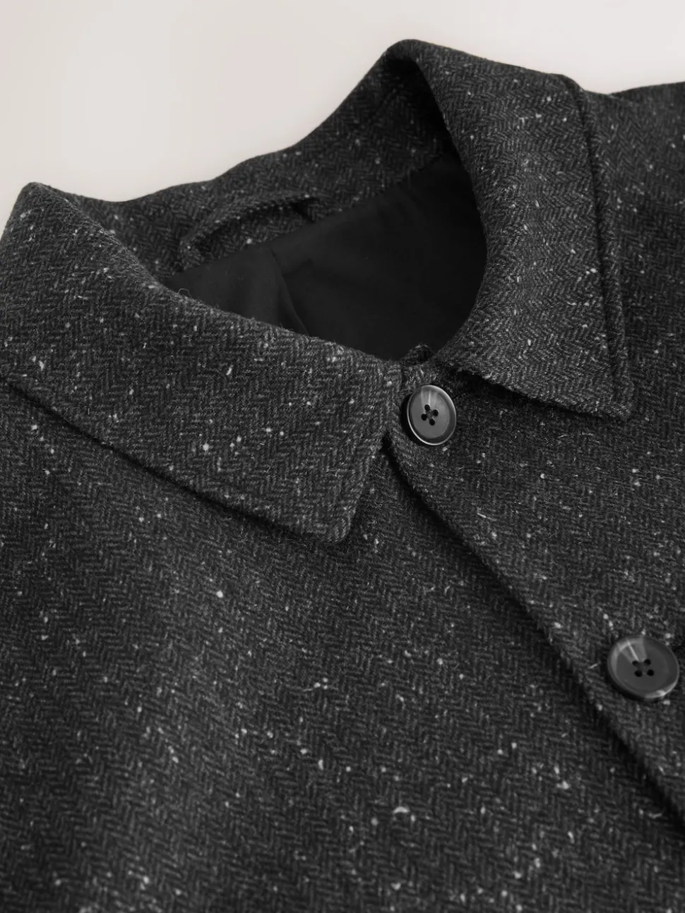 Grey Textured Herringbone Jacket With Wool