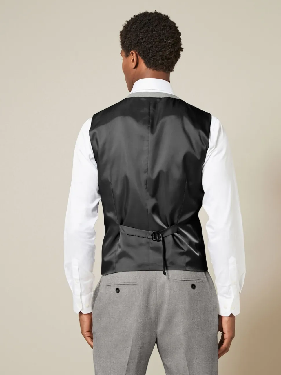Grey Textured Suit Waistcoat