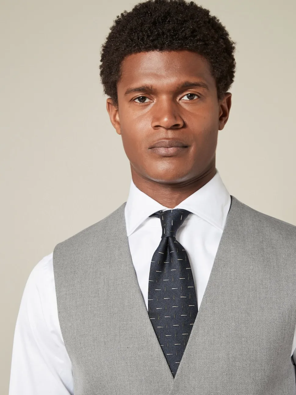 Grey Textured Suit Waistcoat
