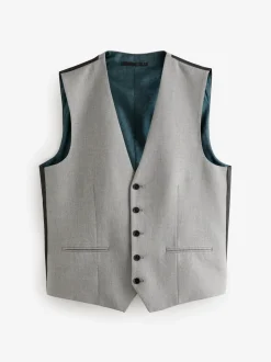 Grey Textured Suit Waistcoat