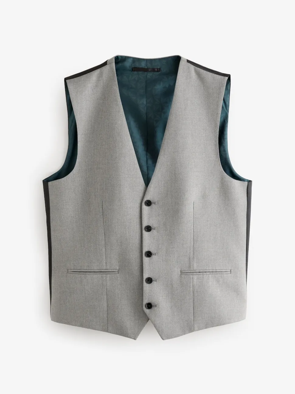 Grey Textured Suit Waistcoat