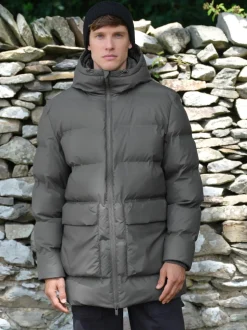 Grey ThermoGen Shower Resistant Rubbersied Puffer Coat