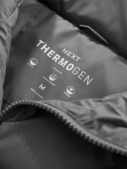 Grey ThermoGen Shower Resistant Rubbersied Puffer Coat