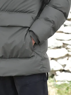 Grey ThermoGen Shower Resistant Rubbersied Puffer Coat